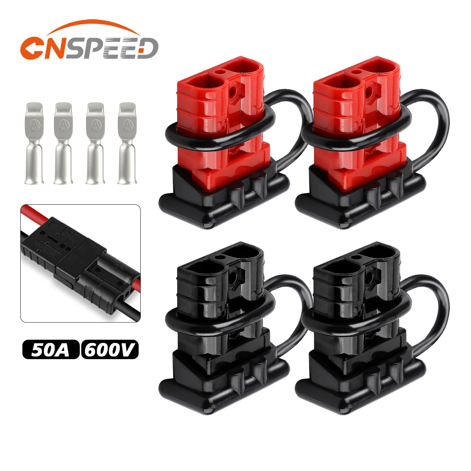 

2Pcs Quick Connector Kit 50A 600V Portable Connecting Charge Plug Connect Disconnect Electrical Power Cables Connectors
