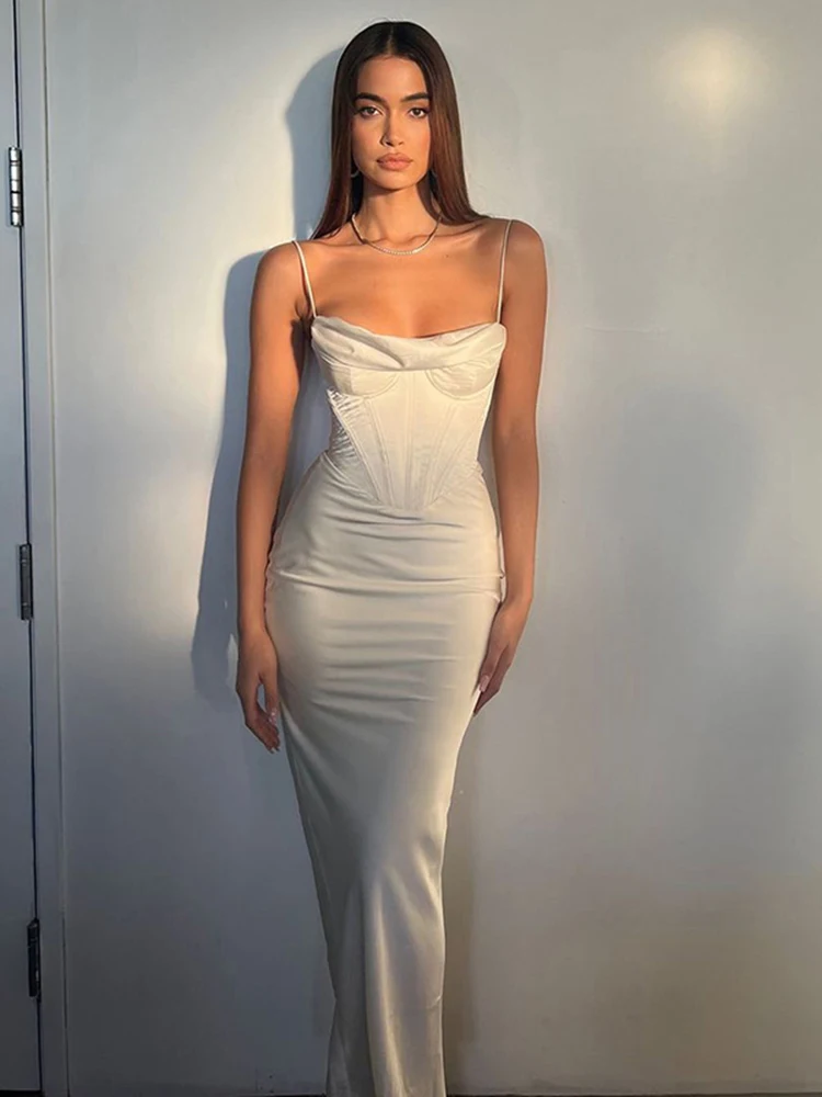 

WeiYao Corsets Midi Strapdress Y2K Backless Cami Women Sexy Sleeveless Summer Elegant Beachwear Chic Holiday Casual Dresses