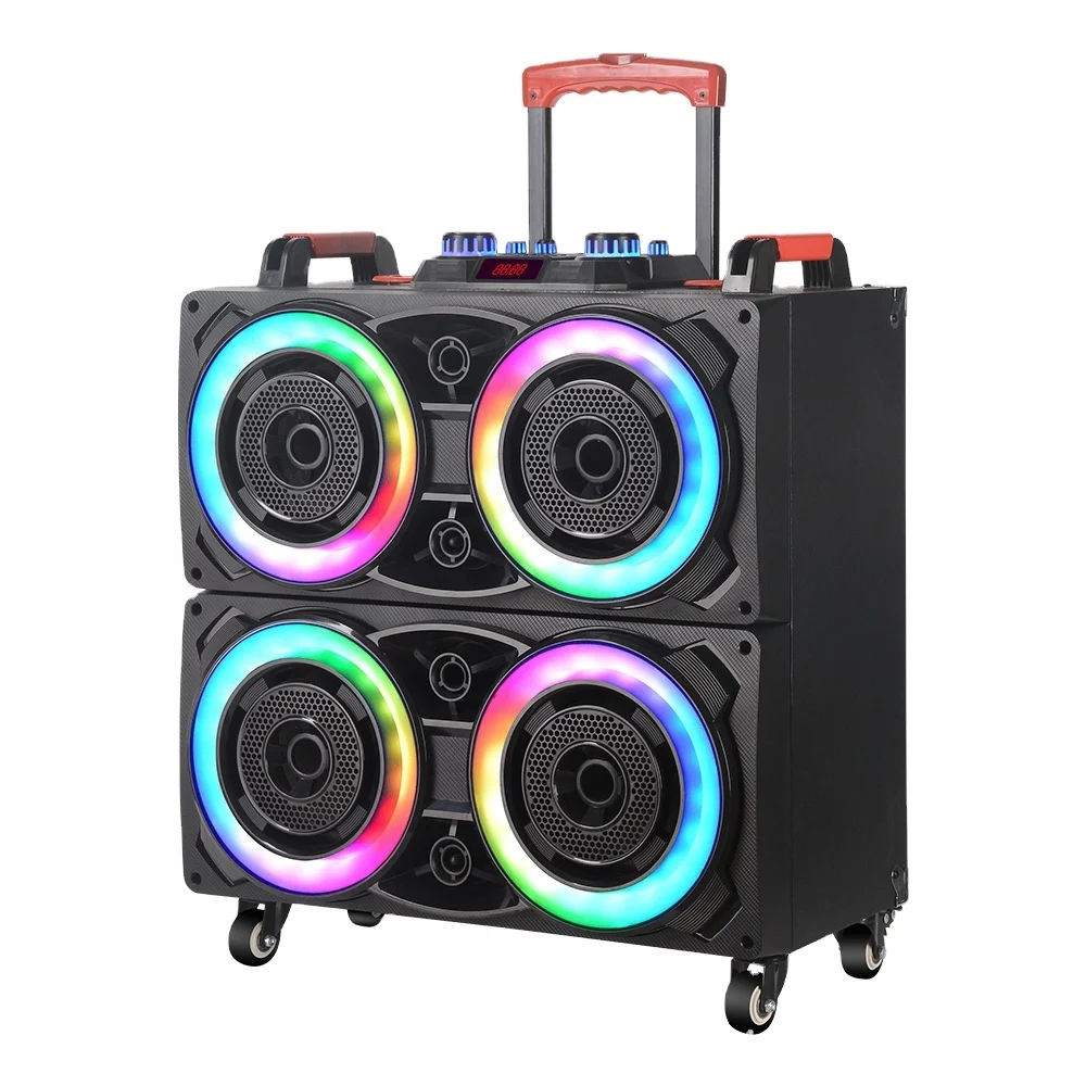 

High power 8 inch subwoofer wireless dj colorful speaker sound system outdoor Portable amplifier karaoke trolley speaker 60w