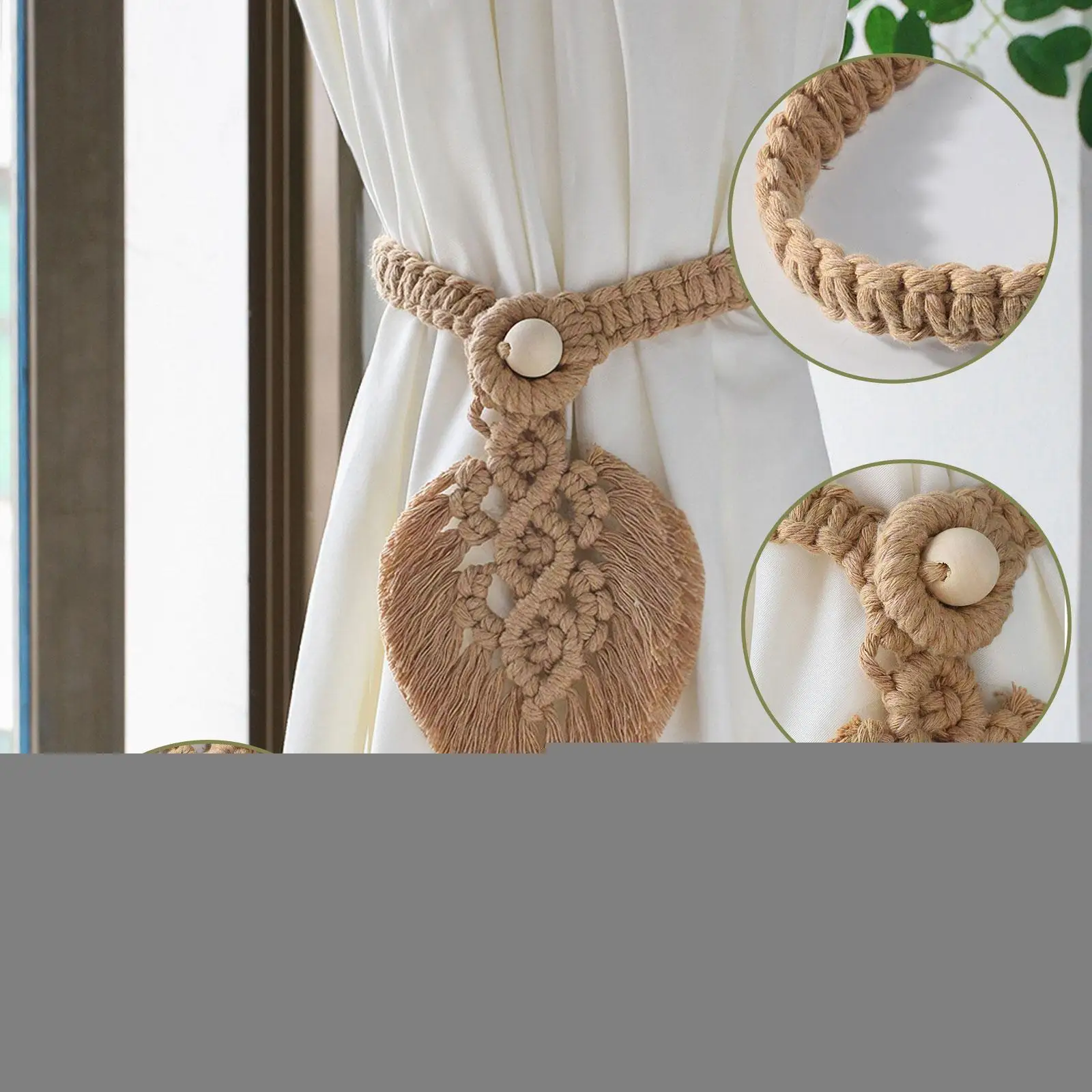 

Curtain Tieback High Quality Handmade Leaf Home Decor Holdback Hook Holder Cotton Boho Macrame For Living Room Window Decor W1u5