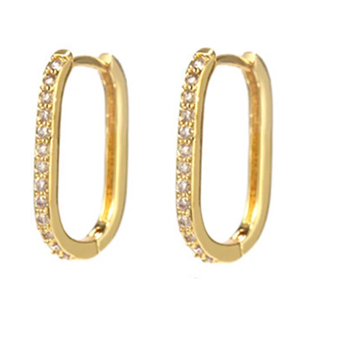

Fashion Shiny Zircon Big Circle Hoop Earrings Simple Ear Bone Buckle Huggiess Earings for Women Party Jewelry 2021 Luxury