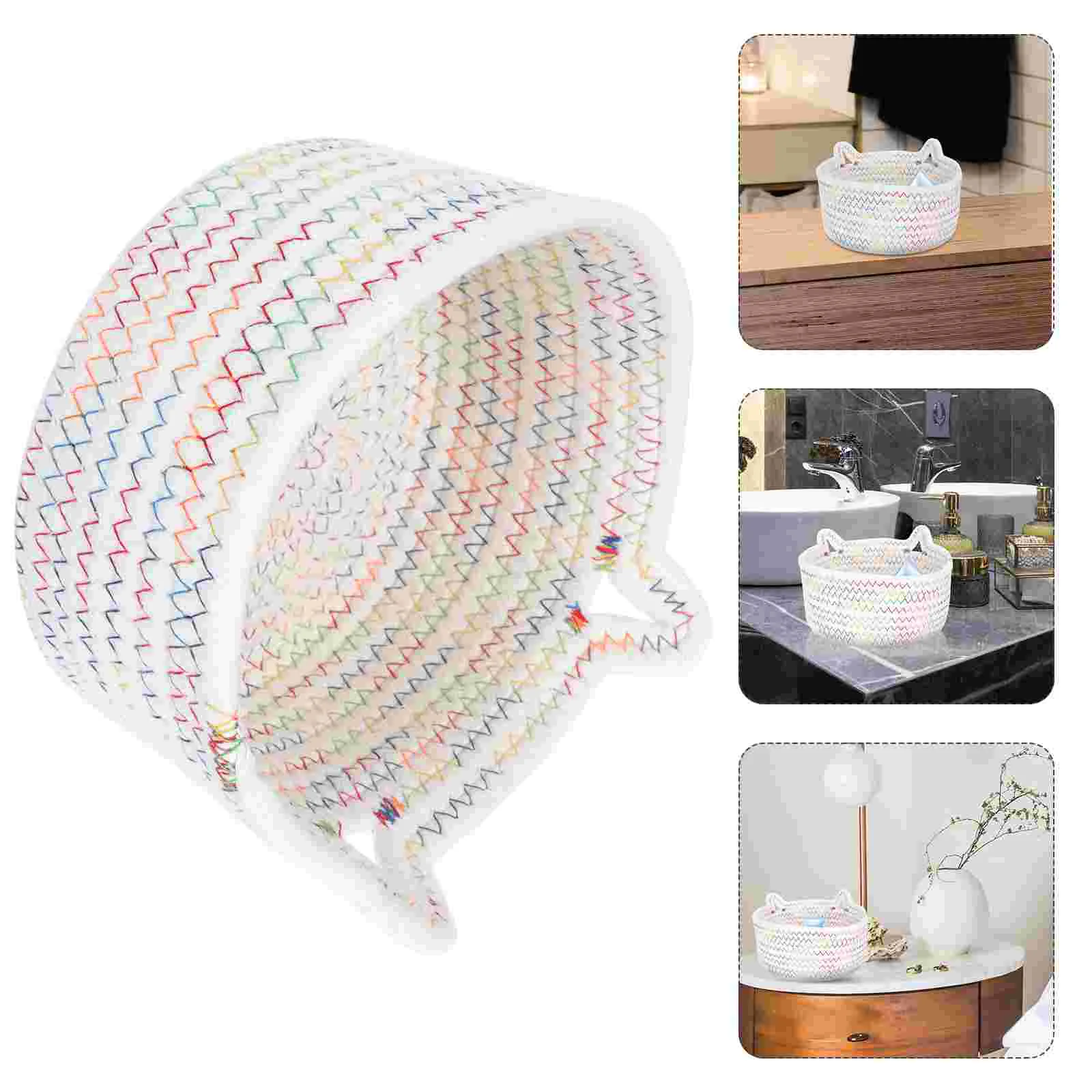 

Mini Storage Box Baby Collapsible Shelves Laundry Basket Woven Cotton Rope Sundries Organizer