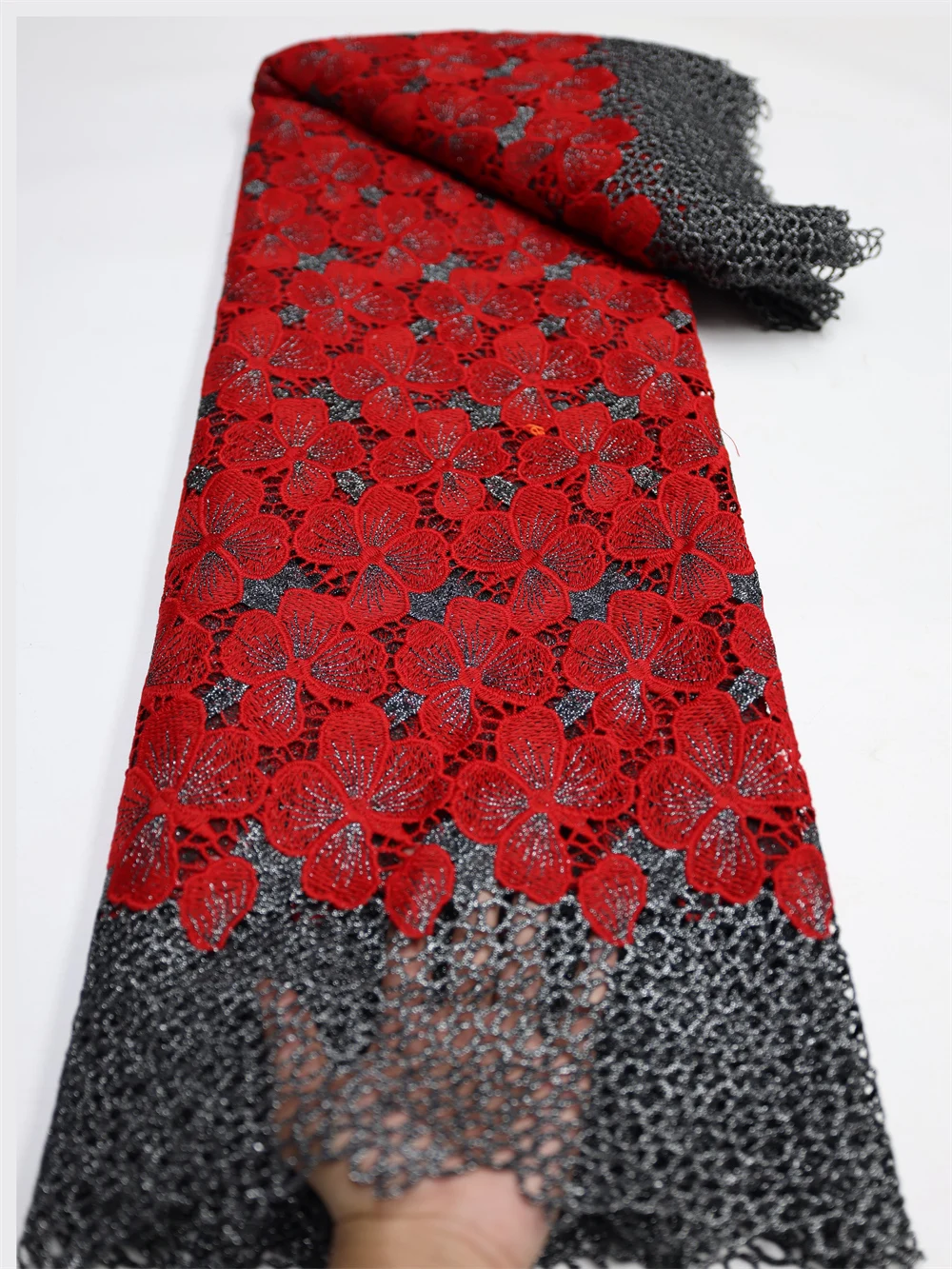 

Высококачественная африканская гипюровая кружевная ткань с блестками 2023 стандартная кружевная ткань для роскошной свадьбы