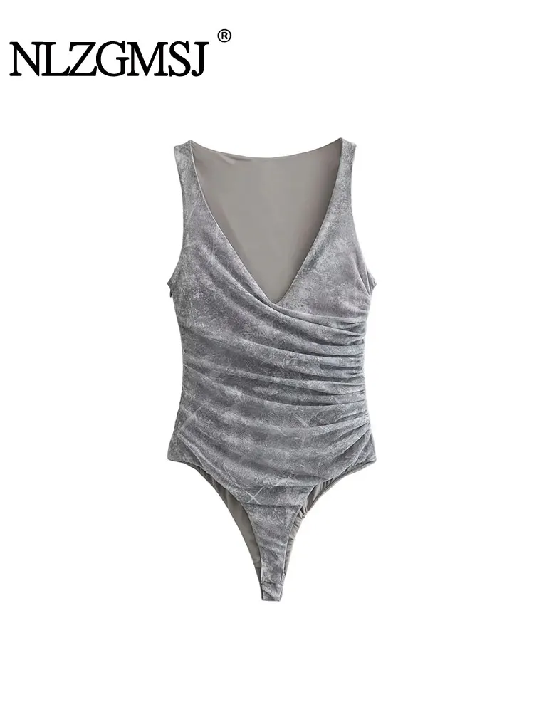 

Nlzgmsj TRAF Summer Sleeveless Sexy Backless Bodysuit Female Slim Bodycon Jumpsuit Casual Body Tops Vest Bodysuits Women