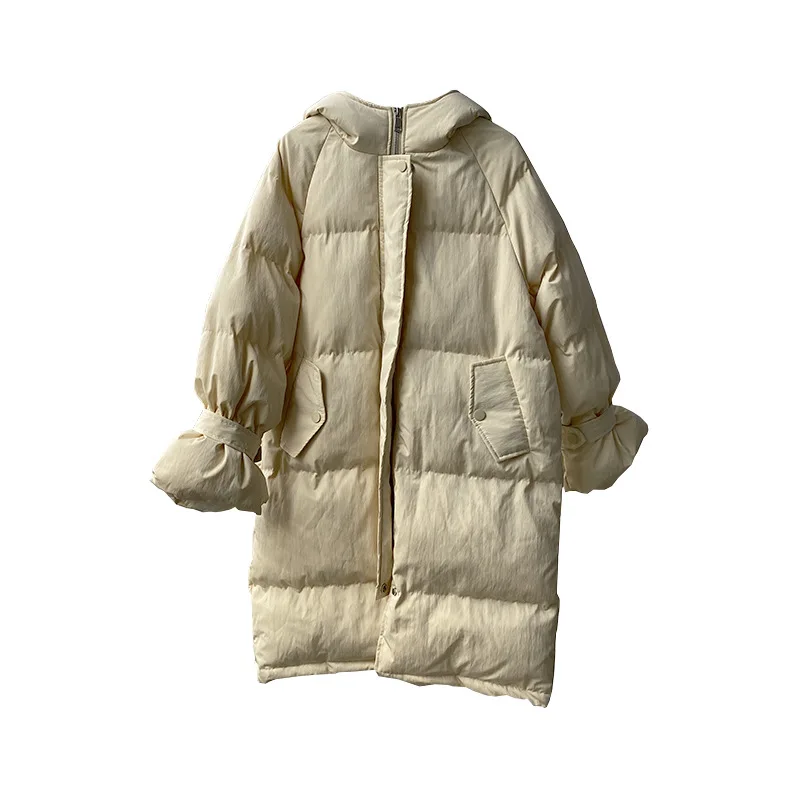 Thickened Hooded Cotton Coat Female 2022 Women's Clothing Winter Flared Sleeves In Long Student Bread Wear Trend