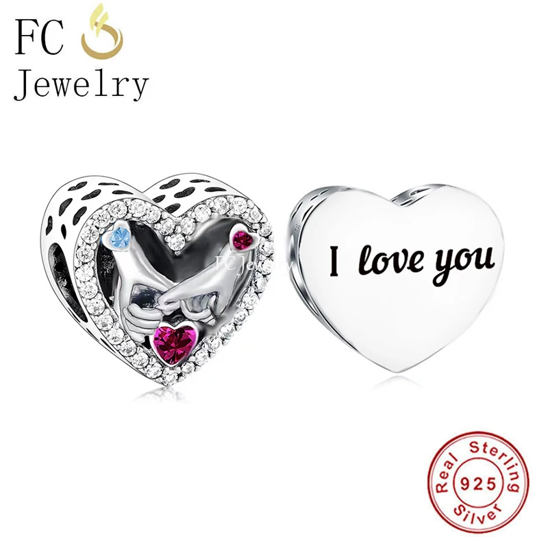 

FC Jewelry Fit Original Charm Bracelet 925 Silver I Love You Promise Pinky Swear Hand Gesture Bead For Making Women Berloque