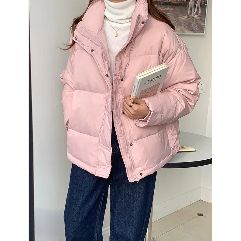 Autumn and Winter New Cotton Standing Collar Windproof Loose Jacket Thickening Warm Short Paragraph Loose Casual Down Jacket