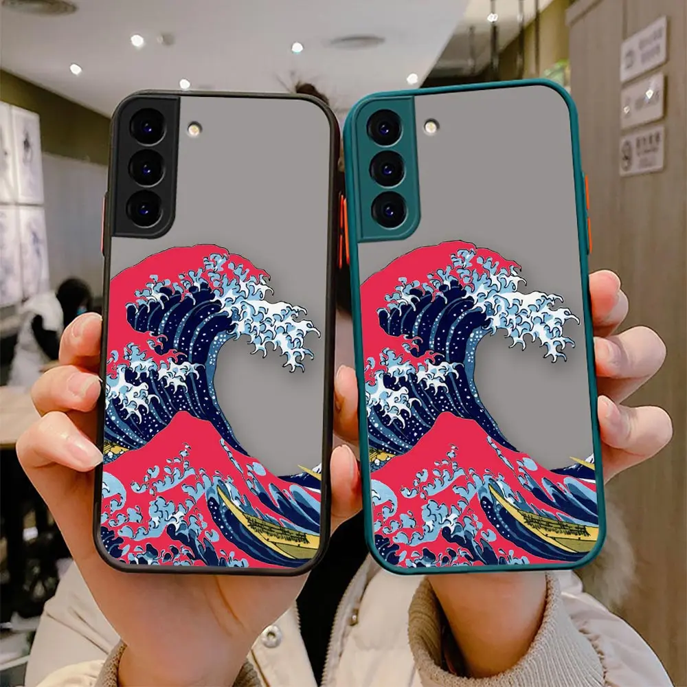 

Fashion Great Blue Black Wave Funda Matte Case For Samsung S22 S21 S20 S10 S10E S9 S8 Note 20 10 9 8 Plus Lite Ultra 5G TPU Case