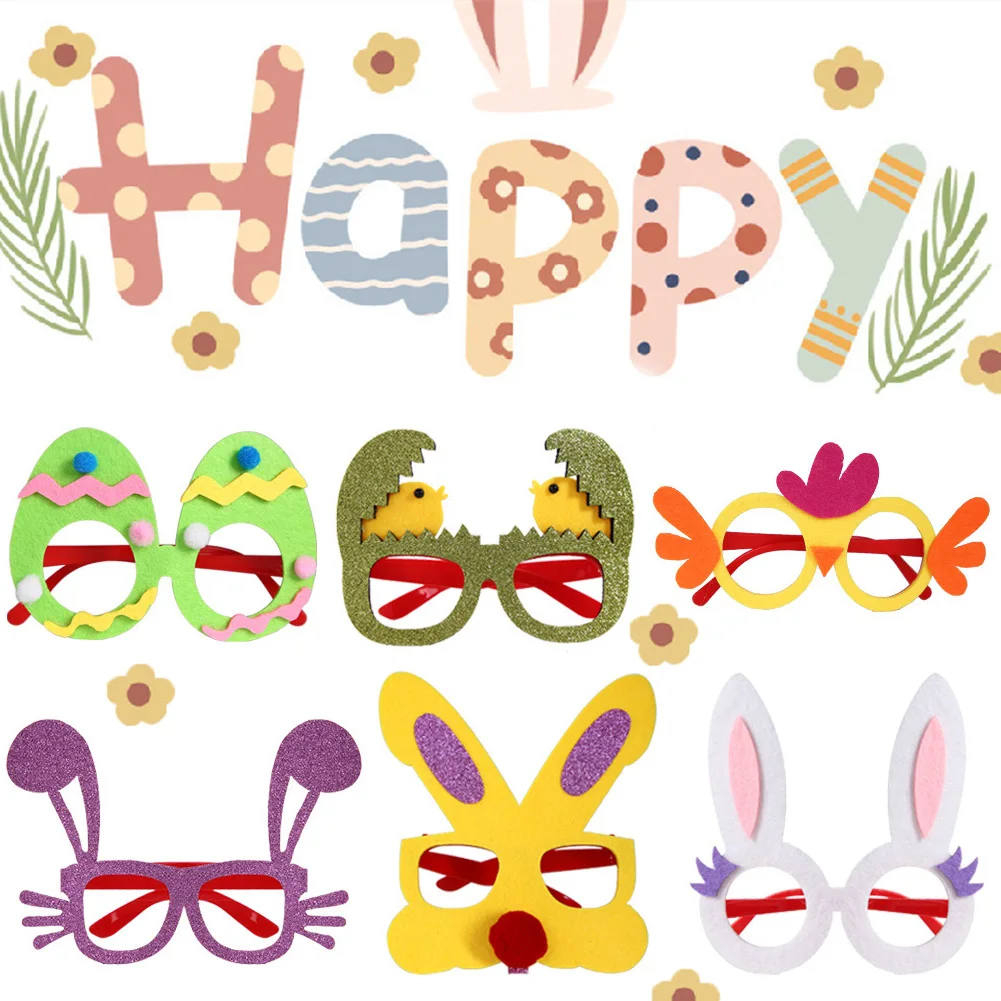 

Creative Easter Glasses Glitter Non-woven Easter Decoration Adult Children Bunny Eggs Chick Easter Gift Supplies