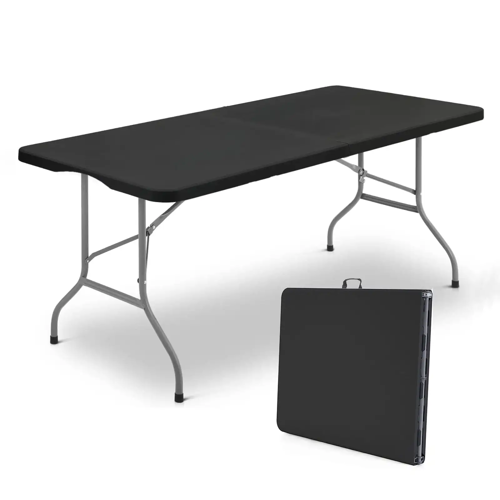 

6ft Folding Table, Portable Plastic Tables for Party, Picnic, Camping, Black