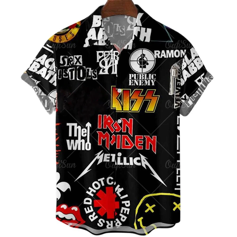 2022 New Men's Short Sleeve Hawaiian Shirt Us 66 Route 3d Print Oversized Hip Hop Shirt Rock Style Resort Casual Shirt