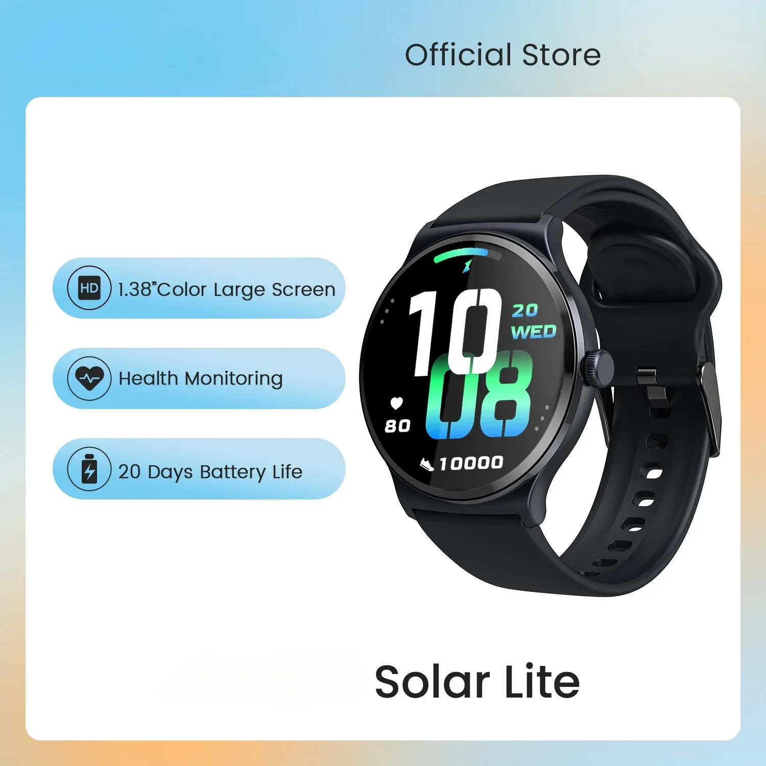 

Solar Lite Smart Watch 100+ Workout Modes Smartwatch Heart Rate Blood Oxygen Monitor Sleep Stress Testing Sport Watch for HAYLOU