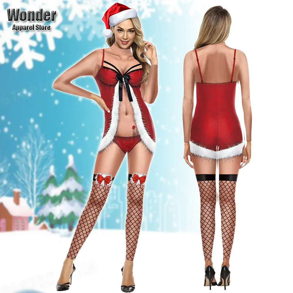 

Women Christmas Xmas New Year 3D Printing Jumpsuit Adult Halloween Cosplay Costumes Party Role Playing Dress Up Outfit