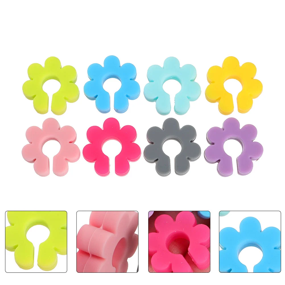 

16 Pcs Supplies Champagne Glass Cup Identifiers Charms Markers Drinks Flower Shaped Silica Gel Tags