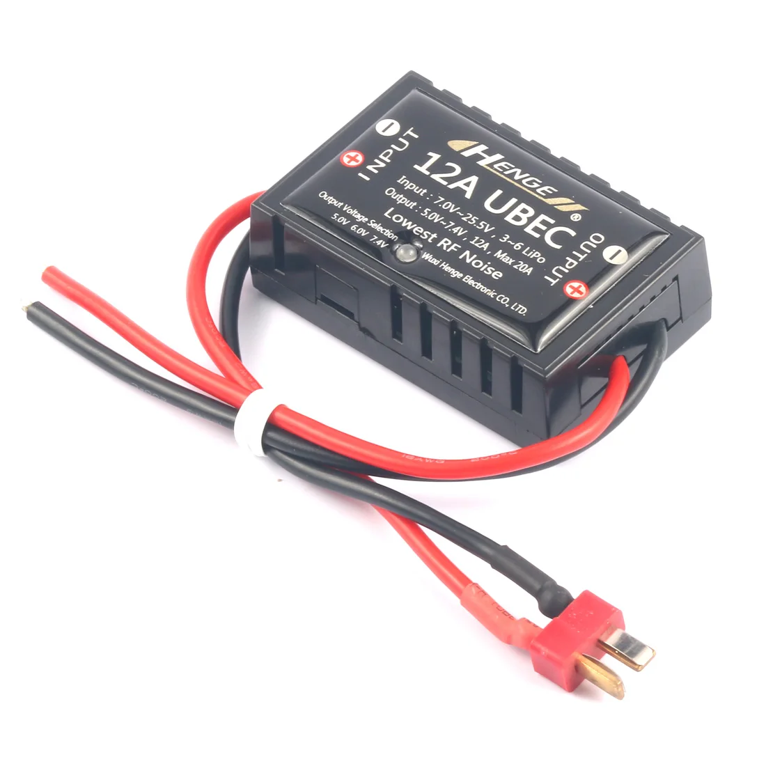 

HENGE 12A UBEC Switch Mode BEC Voltage Stabilizer Output 5V / 6V / 7.4V 12A Max 20A Input 3S-6S Lipo 7V-25.5V for RC Airplanes