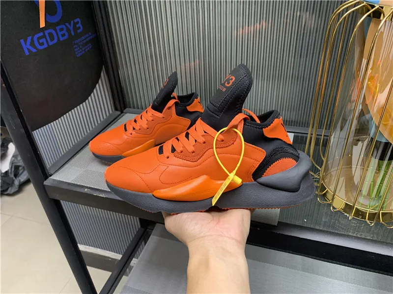KGDB Y3 Sneaker Men Thick Soled Orange Jogging Shoes Women's Sports Shoes Leather Lace-up Running Shoes Sneaker for Men