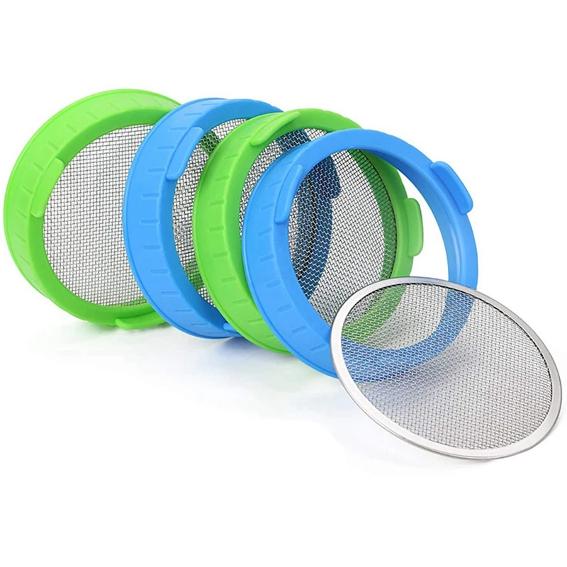 

8 Pack Sprouting Lids, Plastic Sprout Lids With Stainless Steel Screen For Wide Mouth Mason Jars, Sprouter Sprout Maker