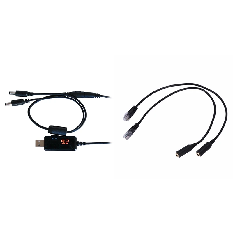 

USB повышающий кабель 5 в до 9 в 12 В постоянного тока Преобразователь напряжения с 2 шт. 3,5 мм разъем к RJ9 кабель адаптера для телефона