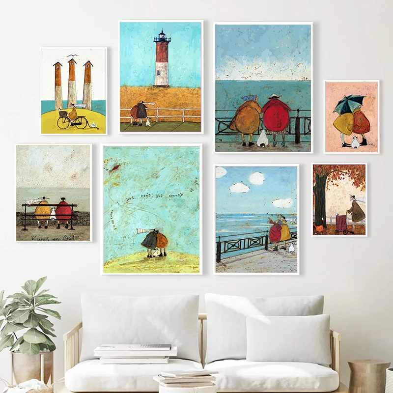 

Abstract Scandinavian Nordic Style Happy Family Love Canvas Painting Wall Art Pictures for Bedroom Home Decoration Mural
