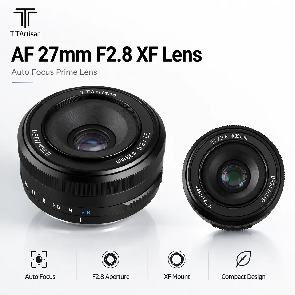 Фото Объектив TTArtisan AF 27mm F2.8 XF с автофокусом, фикс-объектив для камер Fujifilm X Mount XA7 XT30 XPRO XE4 XS10, беззеркальные камеры с матрицей APS-C. №1