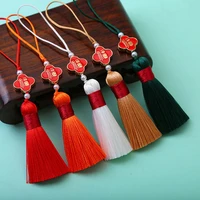5pcs four leaf clover tassels silky handmade soft craft mini tassels with loops for bookmarks diy crafts jewelry making