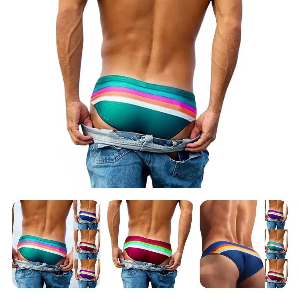 

Chic Male Striped Pattern Swimming Briefs Swimming Briefs Lightweight Comfy