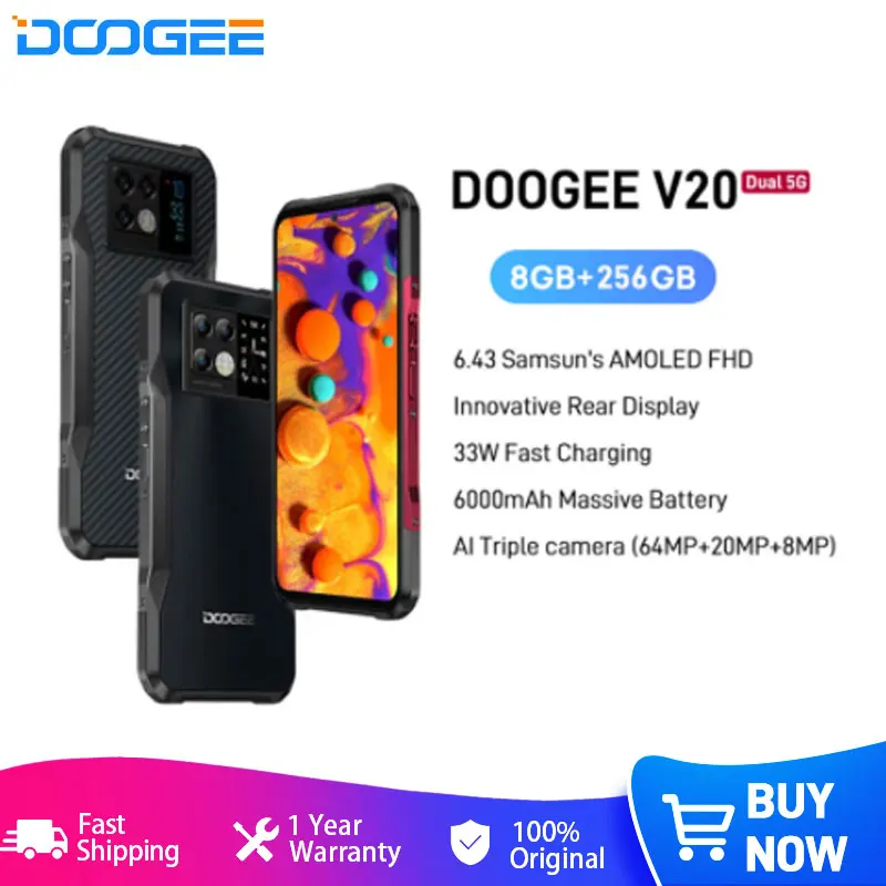 New DOOGEE V20 5G Rugged Phone 6.43