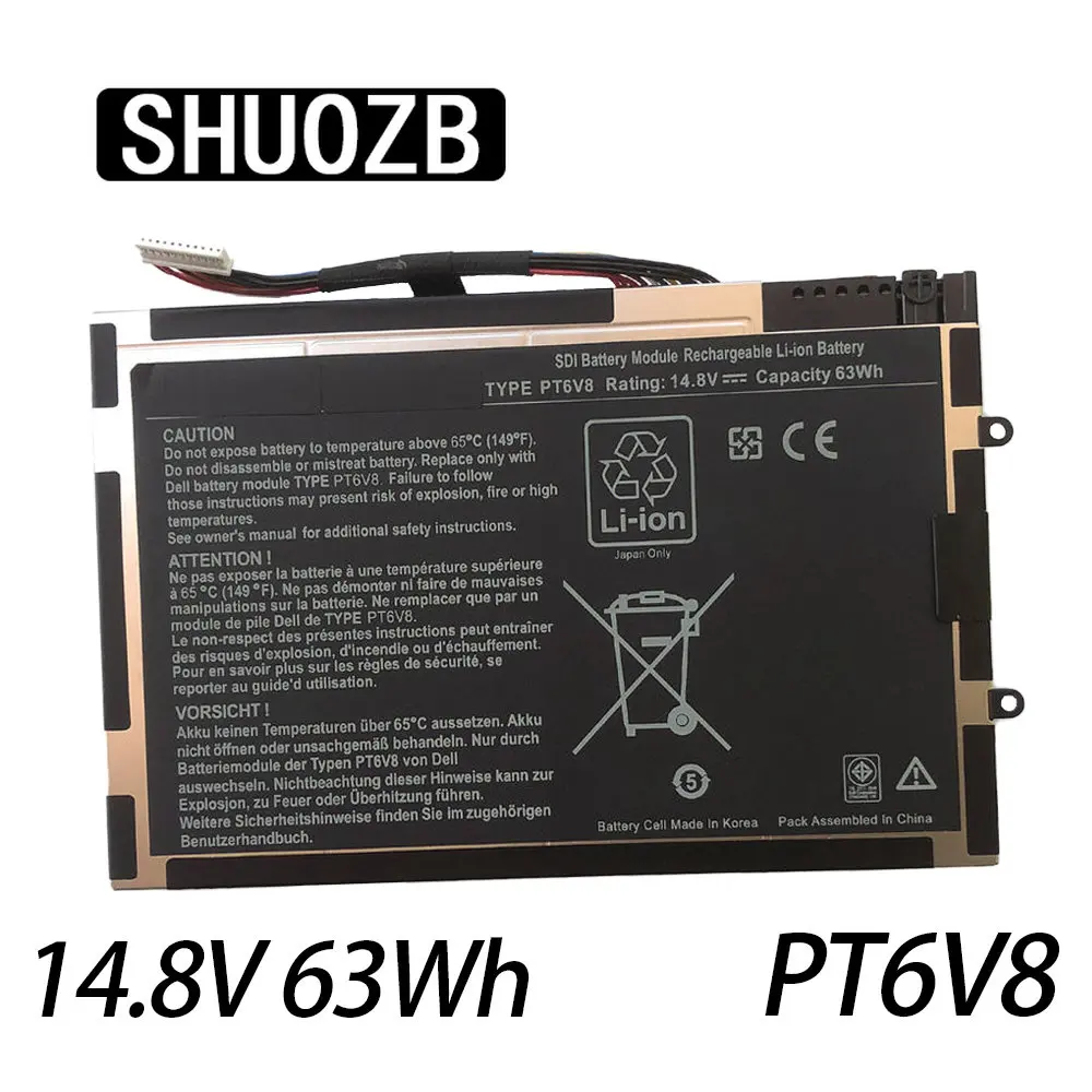 

SHUOZB 14,8 V 63WH PT6V8 Аккумулятор для ноутбука Dell Alienware M11x M14x R1 R2 R3 серии P18G P06T T7YJR 8P6X6 08P6X6 DKK25 312-0984