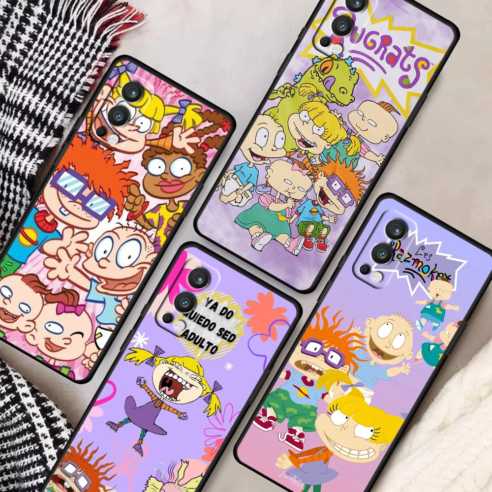 

Cartoon Rugrat Cute Soft Shockproof Black Phone Case For OnePlus Nord 2 CE N10 9Pro 8Pro 8T 7T 7 6T 6 5T 5G Coque