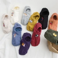 women embroidery invisible no show socks summer solid color non slip short socks fashion cartoon anime ankle thin slipper sock