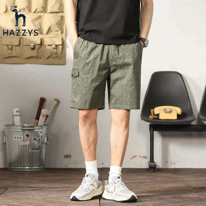 

HAZZYS Casual Shorts Men's Summer Outside The Thin Section of Cotton Beach Loose Five Pants Fashion Loose Short Branded Clothing