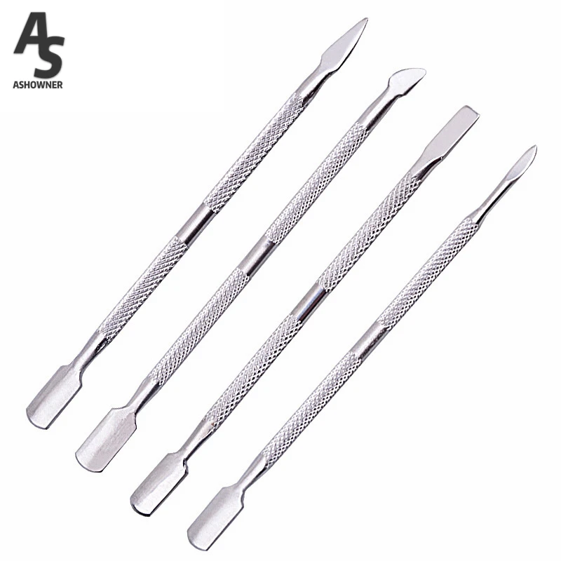 

4pcs/et Double-ended Dead Skin Pusher Stainless Steel Cuticle Pusher Remover Pedicure Manicure Keratin Nail Art Cleaner Tools