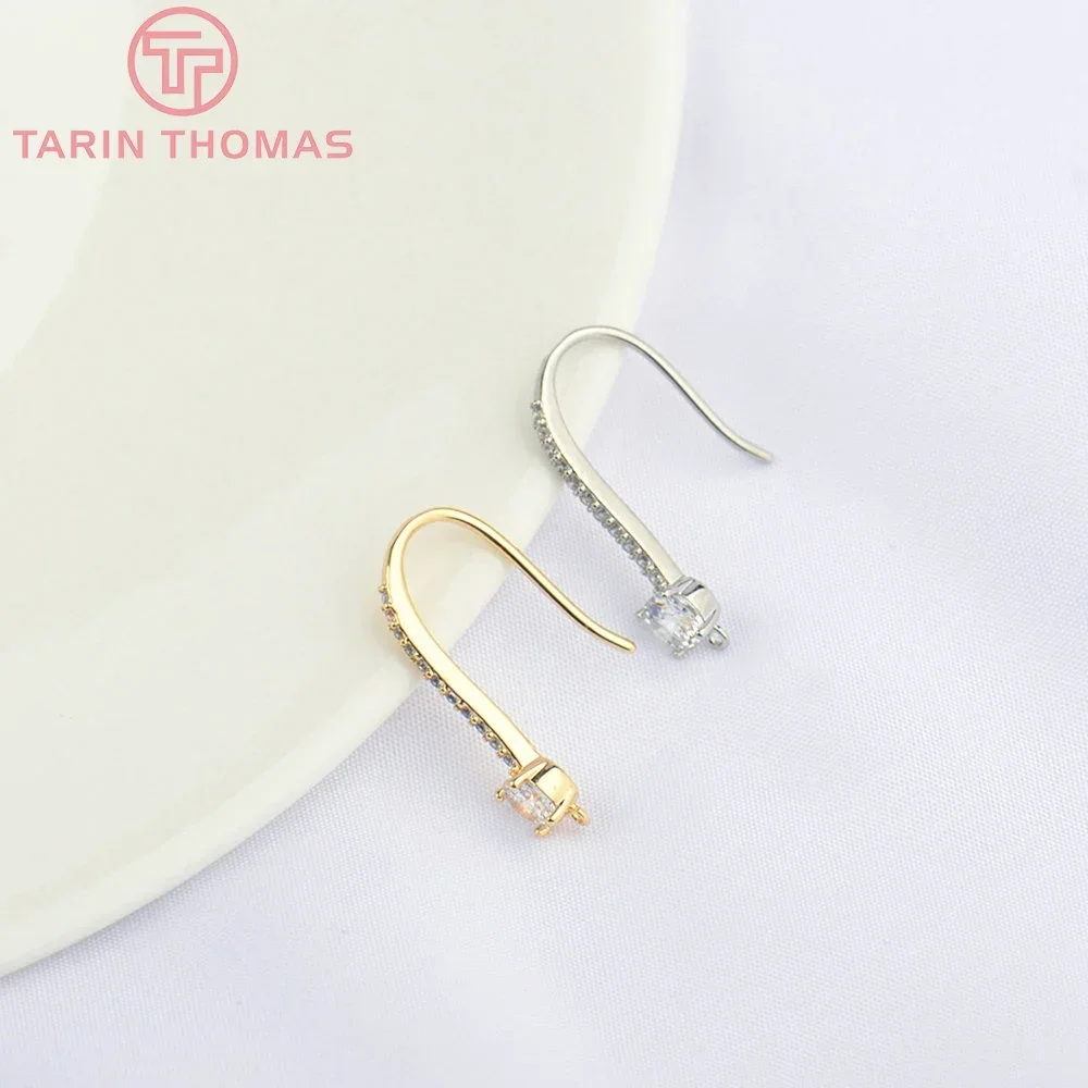 (5053)6 шт. 20x4 мм 24 К позолоченная латунь с цирконом крючки для сережек