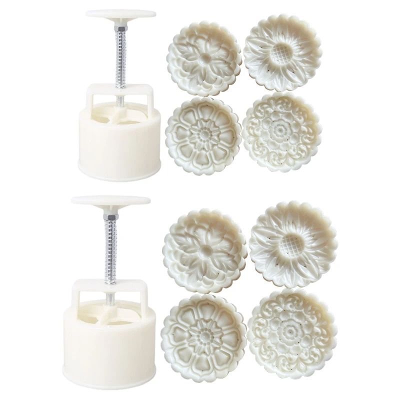 

150g/200g Plastic Material Mooncake Mold Flower Shape Stamp Moon Cake Moulds for Mid-Autumn Festival DIY Baking Mooncake
