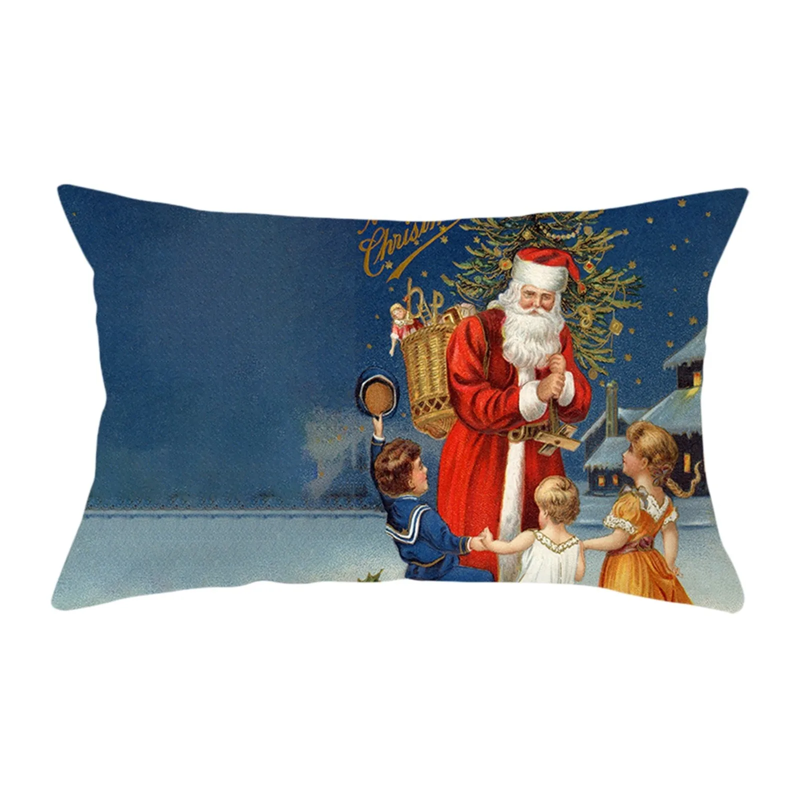 

Christmas Decorative Throw Pillow Cover Print Christmas Throw Pillow Cover Rectangle Peach Velvet Lumbar Pillow Cover Home Sofa
