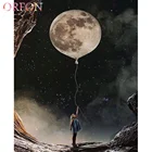 Orfonкартина маслом по номерам в рамке Луна для взрослых маленькая девочка с рисунком воздушного шара украшение для дома