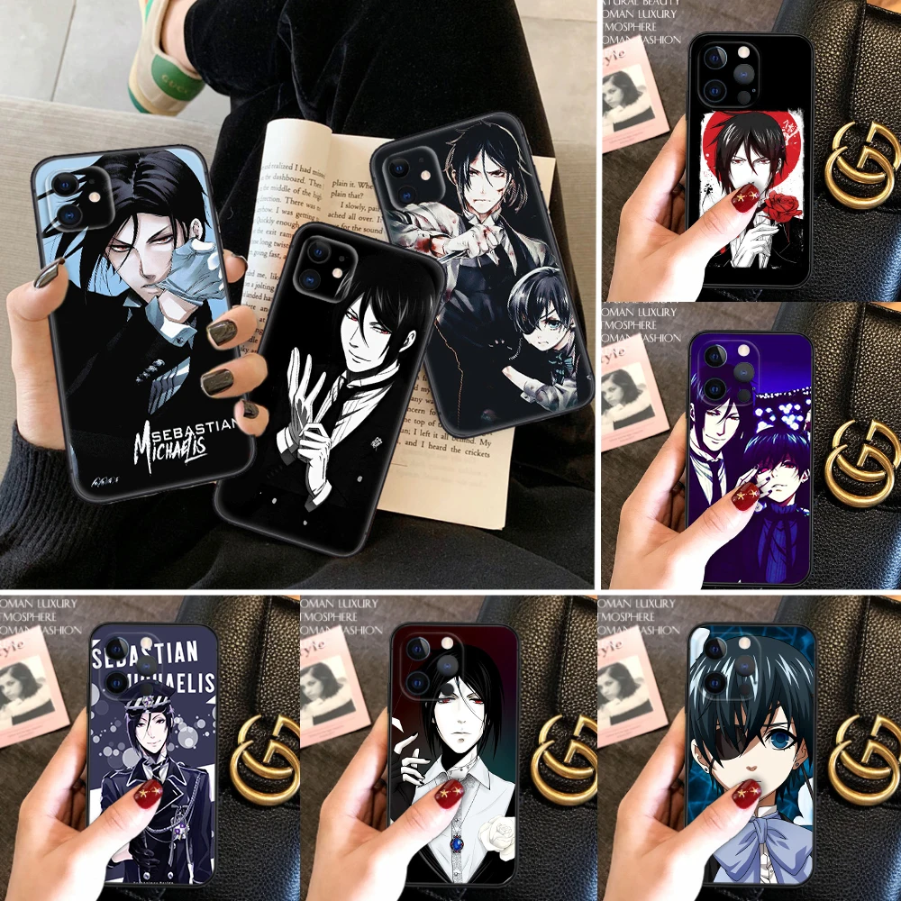 Мягкий силиконовый чехол 5 Вт Черный Батлер Kuroshitsuji для iPhone 15 14 Plus 13 12 11 X XS XR Pro Max Mini 8