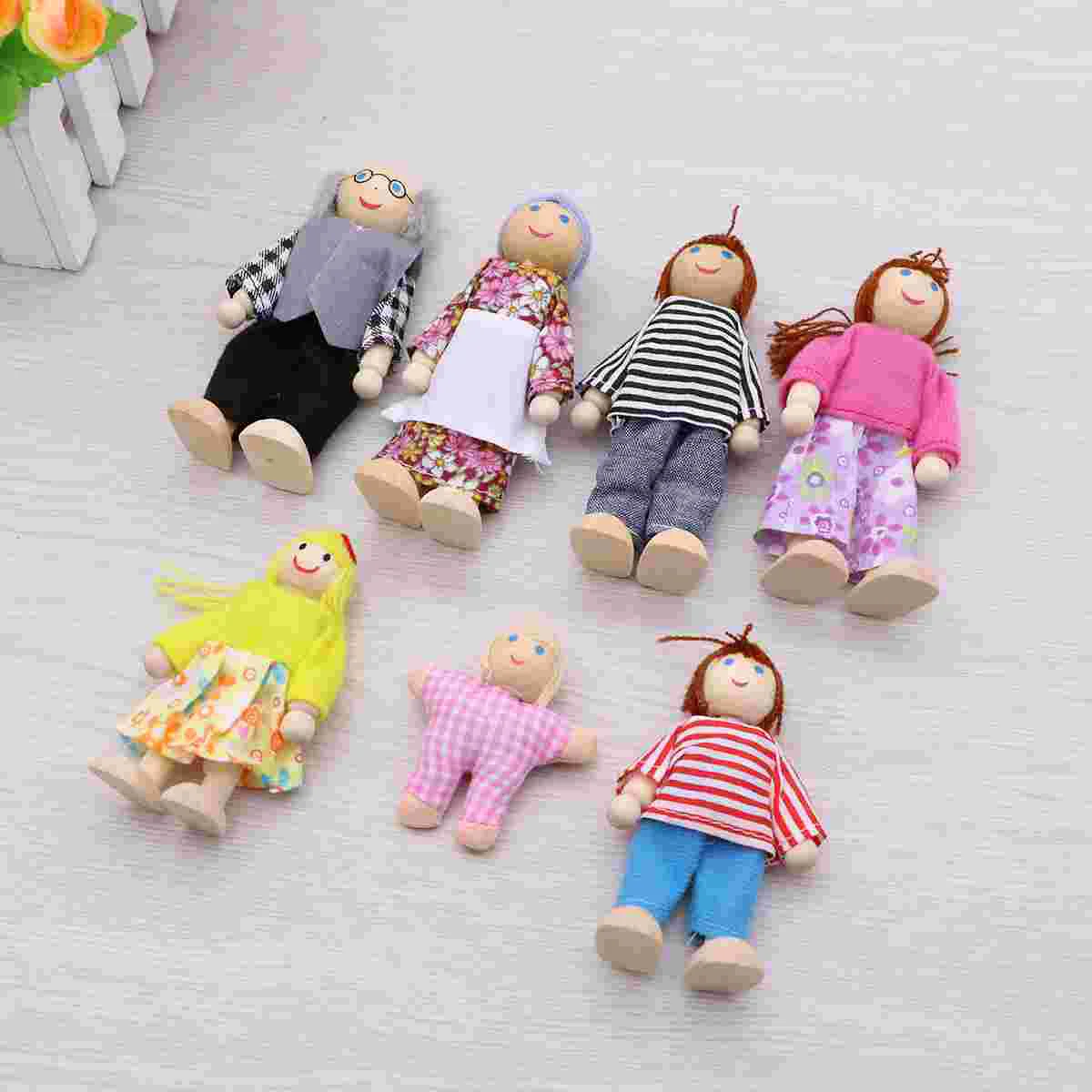 

Семейная деревянная кукла Dollsdoll, фигурка мингифта для домашних игр, Детская награда, награда Happy Wood, Рождество, день рождения
