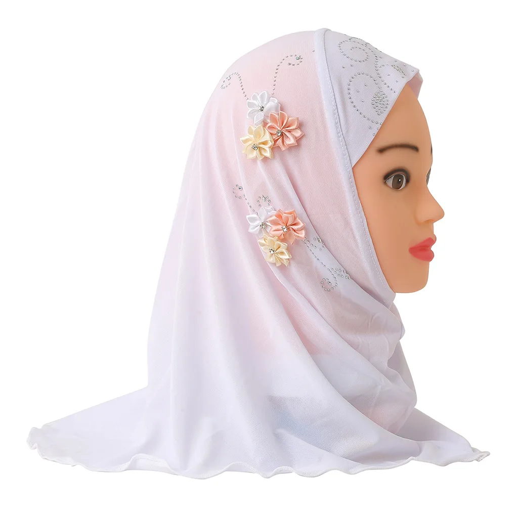 Fashion Plain Islamic Underscarf Children Stretch Spandex Soft Muslim Cap Bonnet Flower Girl Inner Hijab Cool thin section