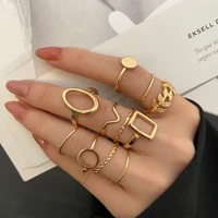 11 pcsset fashion geometry rings suit for women gold silver creative youth girls design ring jewelry cheap accessories