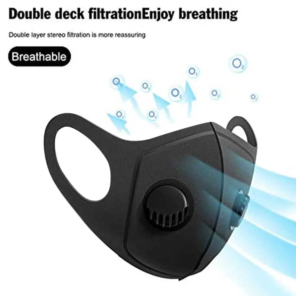 

Adult Reusable Mask,Dust Mask PM2.5 Windproof Foggy Haze Pollution Respirator Mask Black Protective Breathable Facemask