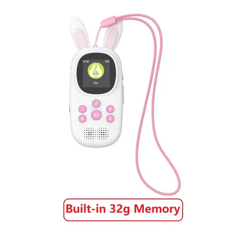 Новинка, MP3-плеер в стиле кролика, 1,44 дюйма, 32 ГБ, Bluetooth 5,0, милый миниатюрный MP3 для детей, поддержка FM-радио, запись, будильник, шагомер