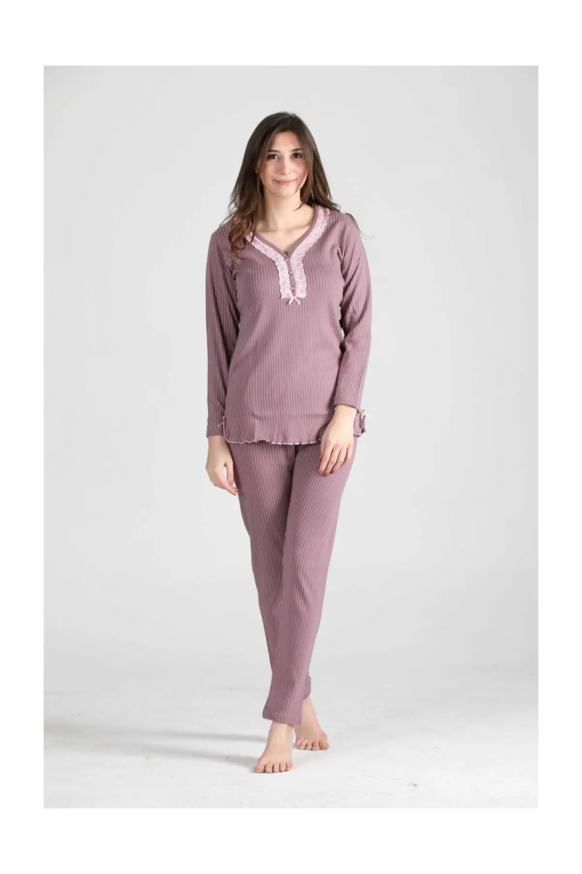 

Для женщин кружева Пижама с воротником комплект норка розовые кирпечей из глины