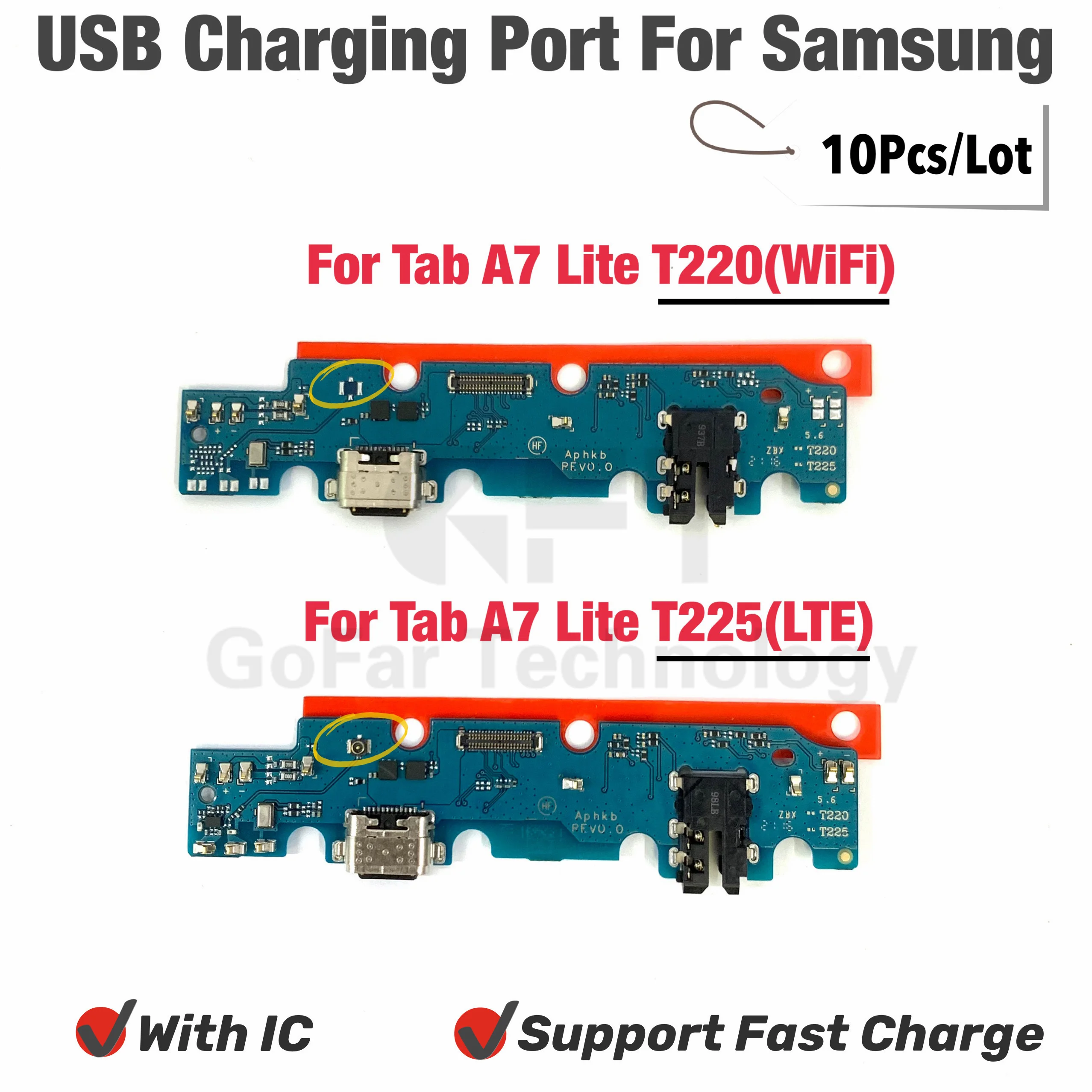 

10 шт. для Samsung Galaxy Tab A7 Lite T225 T220, плата с портом для зарядки, гибкие кабели для планшетных ПК, запасные части, USB-плата, зарядное устройство