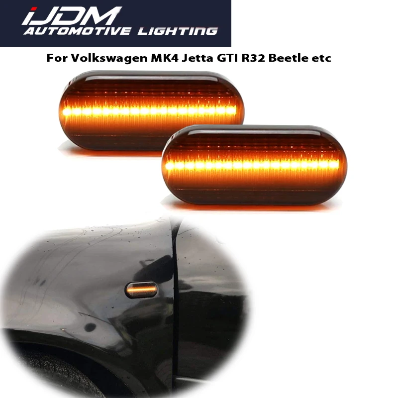 

iJDM Smoked Lens Amber LED Front Side Marker Turn Signal Lights For VW MK4 Golf/Jetta/Bora/GTI/R32/B5/B5.5 Passat/New Beetle