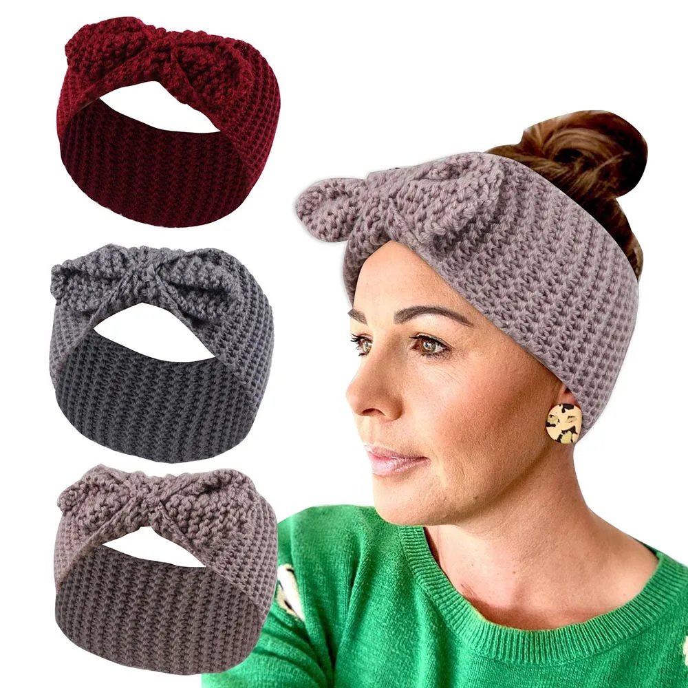 

New Knitted Knot Cross Headband for Women Autumn Winter Girls Hair Accessories Headwear Elastic Hair Band Hair Accessories