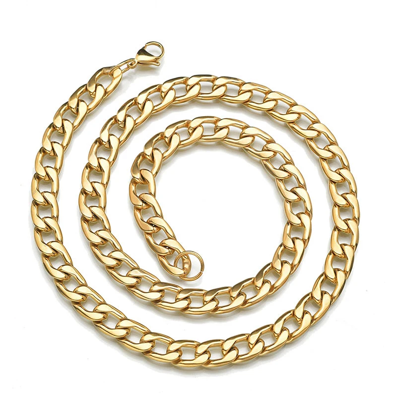 

Stainless Steel Cuban Curb Chain Necklace Bulk 5/7.5/9mm Metal Cuban Curb Link Chain Necklace Gold/Silver Color Wholesale 10pcs