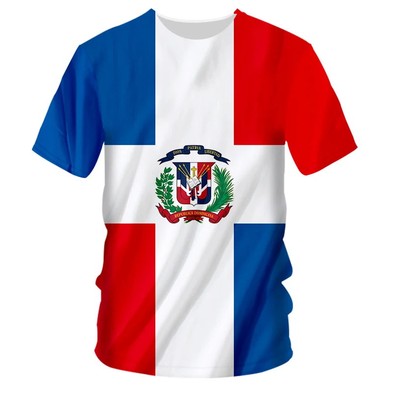 

Summer men and women T-shirt 3D printing Dominican Republic flag T-shirt men street personality trend all-match oversized top