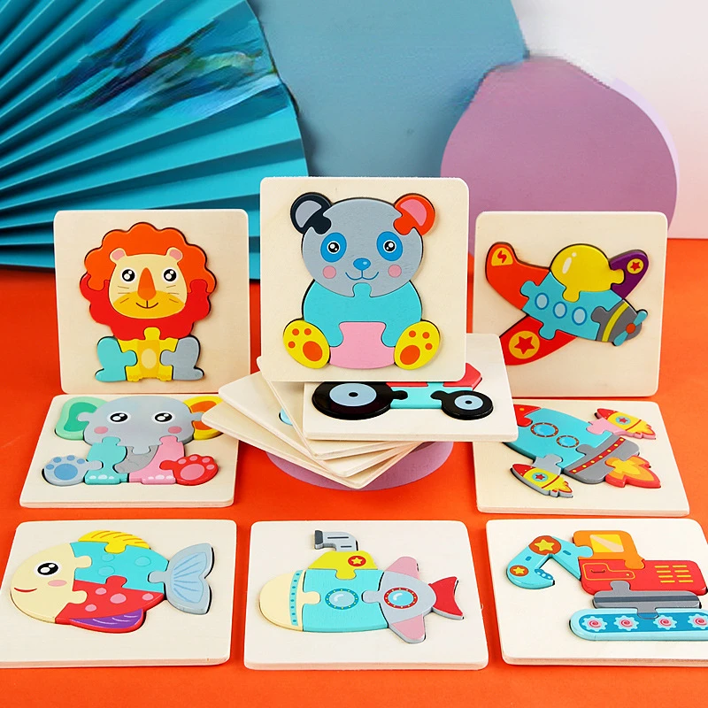 

11X11CM Kids Wooden Puzzle Toy Vehicle Animal Jigsaw Cartoon Animal Traffic Tangram Toys Educational Toys Puzzles for Kids Gifts