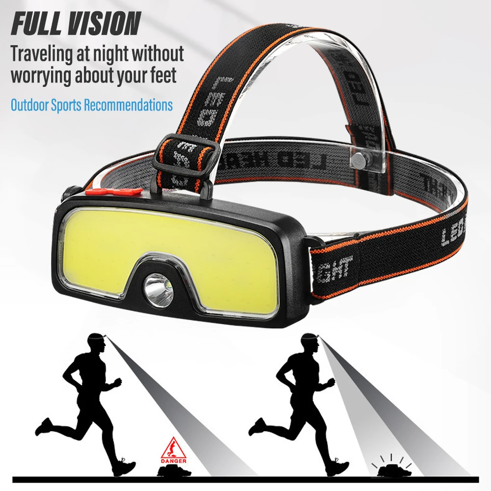 Супер яркий светодиодный налобный фонарь для рыбалки COB перезаряжаемый фонарик